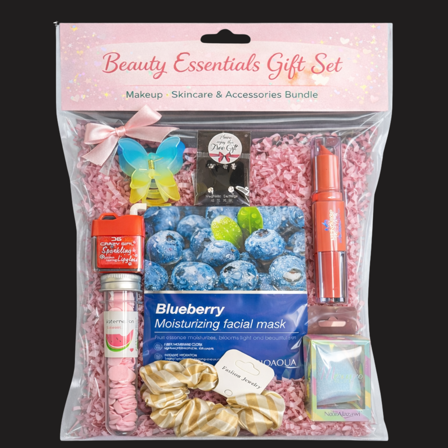8 Pieces Beauty Essentials Gift Set – Makeup, Skincare & Accessories Bundle